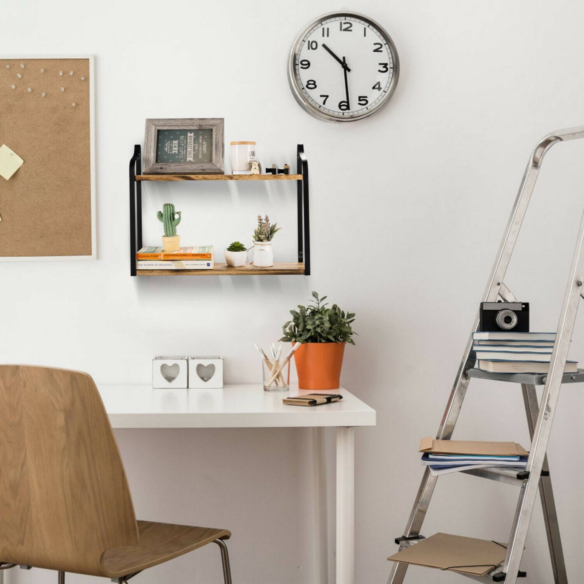 NEX™ 2-Tier Floating Wall-Mounted Rustic Wood Storage Shelf